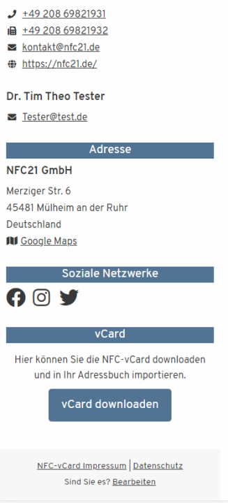 NFC-vCard herunterladen