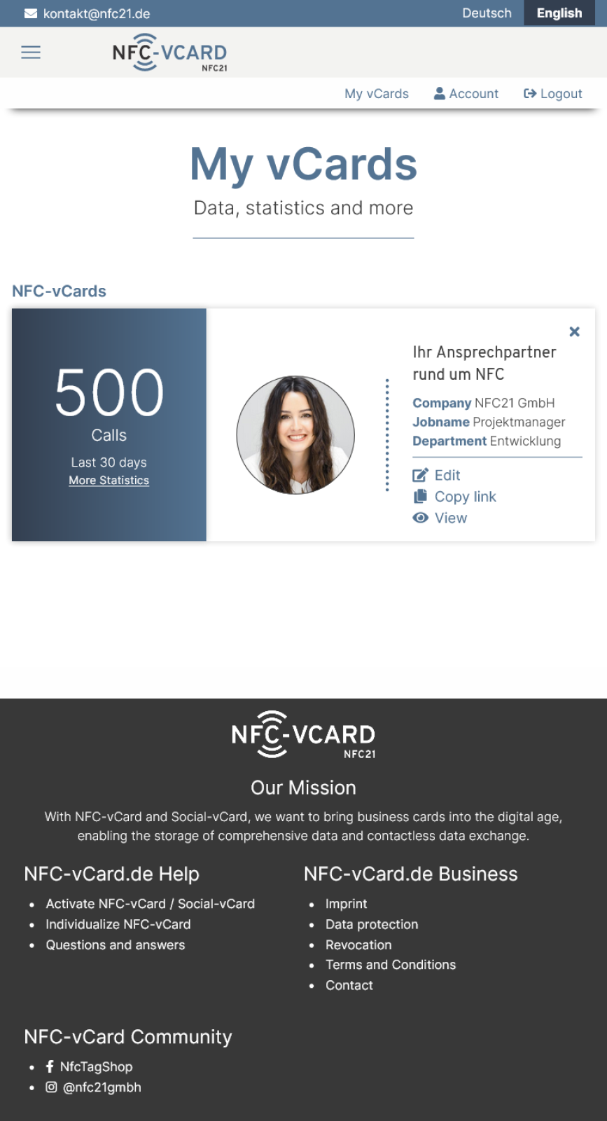 NFC-vCard - Everything at a glance