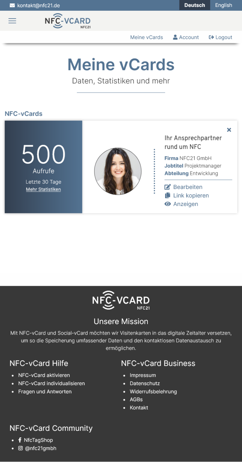 NFC-vCard - Alles im Blick