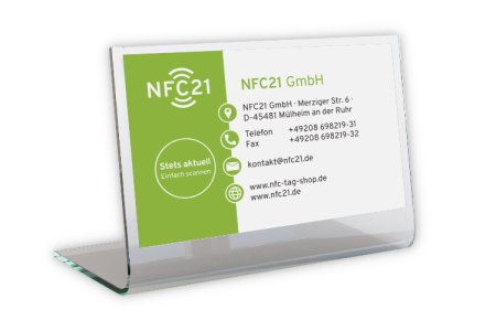 <h3>NFC-Namensschild</h3>

<p>Alle Kontaktdaten direkt auf dem Namensschild</p>
